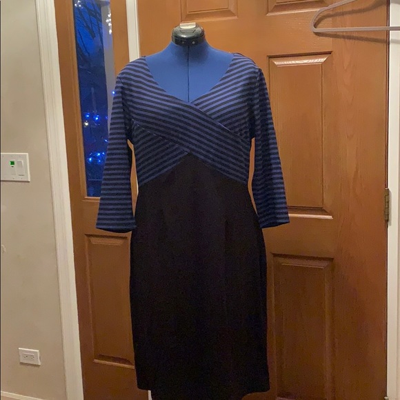 Blue/Black Striped Top with Black Bottom - Picture 1 of 5
